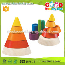 Nursey School Kids Labyrinth Cone Triing Wooden Stacking Toys